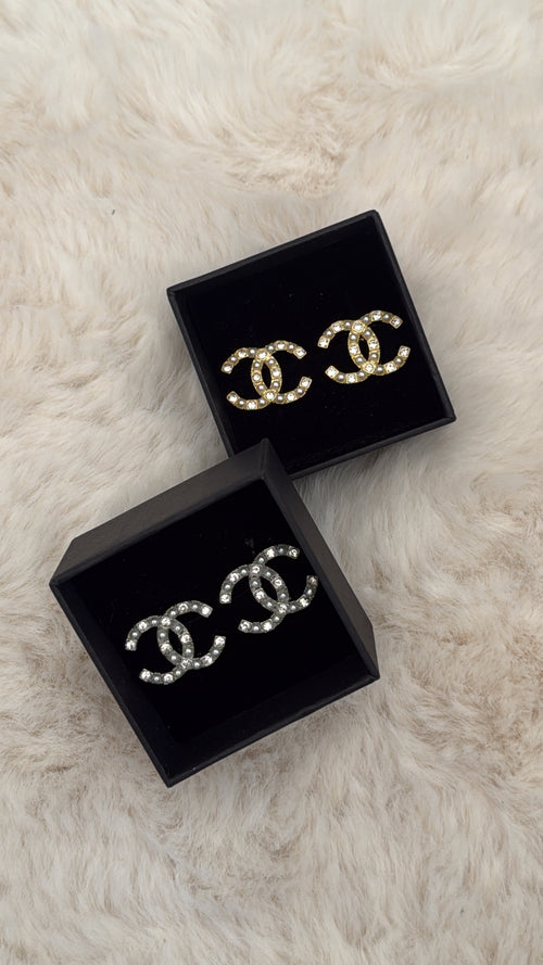Boucle perlée & strass dorée