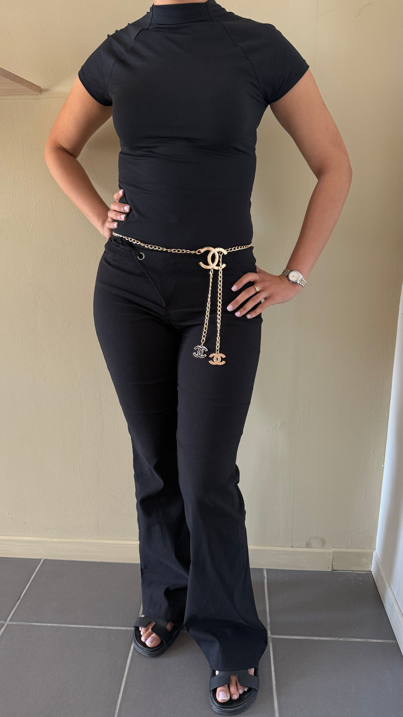 Ceinture chaîne dorée à double pendentif