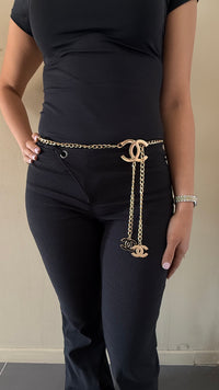 Ceinture chaîne dorée à double pendentif