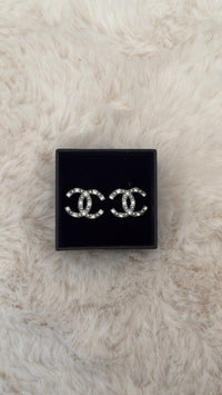 Boucle perlée & strass argenté